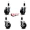Service Caster 4'' Soft Rubber Wheel Swivel 1-3/8'' Expanding Stem Caster Set 2 Brakes, 4PK SCC-EX20S414-SRS-2-TLB-2-138 - alternate 4